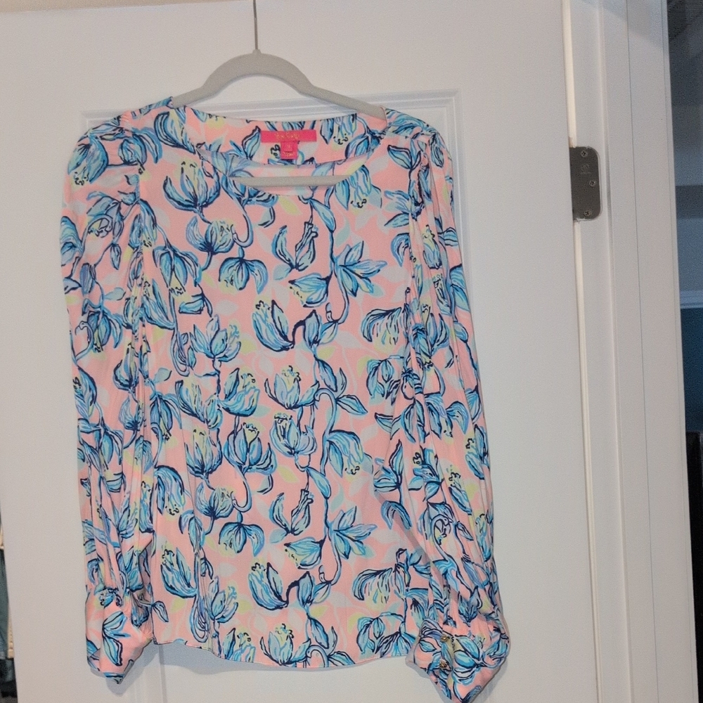 Lilly Pulitzer Pink and Blue Floral Blouse
